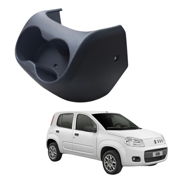 Porta Copo Console Fiat Uno Vivace 1.0 2010 2015 Preto