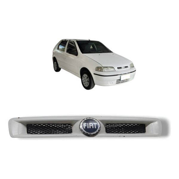 Grade Com Emblema Fiat Palio 1.3 16v 2003 Branco Brilhante