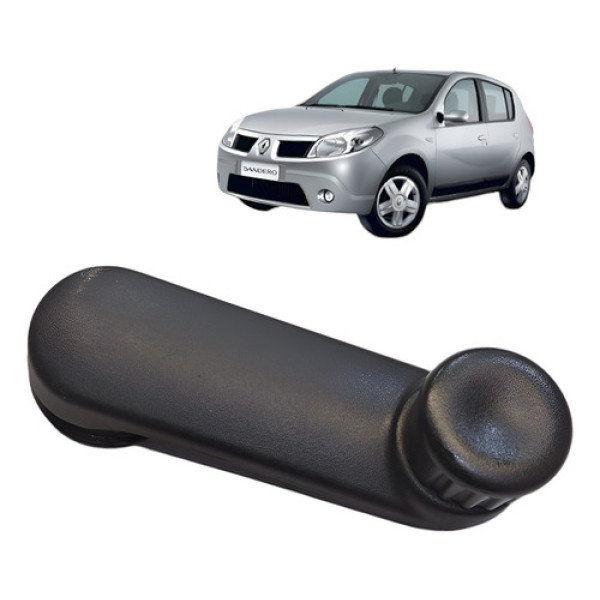 Manivela Vidro Porta Renault Sandero 2009 1.0 16v Preto