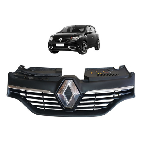 Grade Parachoque Renault Sandero 1.6 8v 2016 2019 Preto Prata Fosco