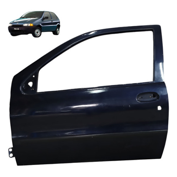 Porta Esquerda Fiat Strada 1.0 2002 2006 Detalhe Pintura Dianteira Esquerdo Azul