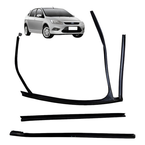 Kit Borracha Pestana Porta Traseira Direita Ford Focus 2011 Preto