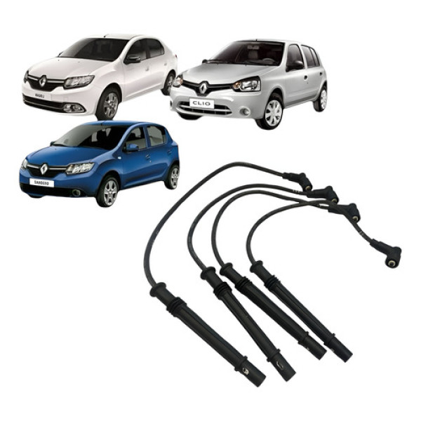 Jogo Cabo Vela Ignicao Renault Clio 1.0 16v 2014 Preto