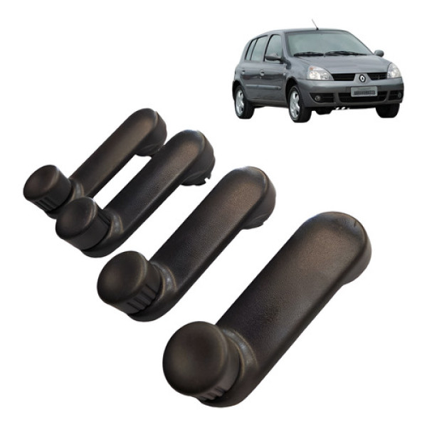  Kit Manivela Abertura Vidro Renault Clio 1.0 2008 2011 - Preto