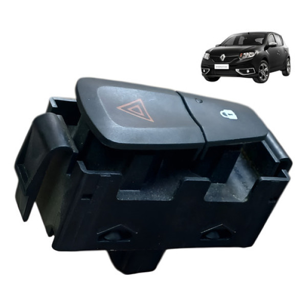 Botao Alerta Renault Sandero 1.6 8v 2016 2019 Preto