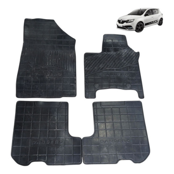 Jogo Tapete Borracha Renault Sandero 1.0 3cc 2015 1018 2019 Preto