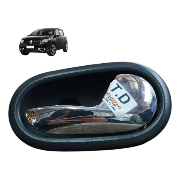 Macaneta Traseiro Direito Interna Sandero 1.6 8v 2016 2019 Preto/prata Dianteira/traseira